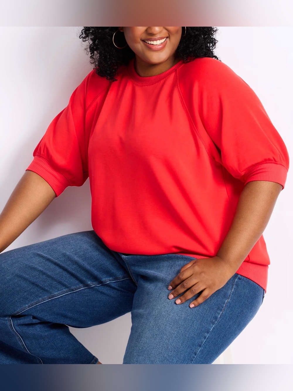 Nine Britton Short Sleeve Scuba Sweatshirt Red Large NWT STITCH FIX